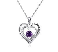 Qings Collar de Amor de corazón con Piedra Natal de diciembre Turquesa Plata de Ley 925 chapada en Platino con circonita como Regalo de cumpleaños