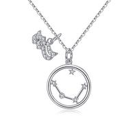 Qings Collar Plata Mujer Zodíaco Acuario BFF Amigas Amistad Collares Símbolos del Astrología Colgante Horóscopo Día de la Madre Regalo para Mujer Niña Fiesta