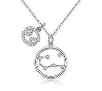 Qings Collar Plata Mujer Zodíaco Cáncer Bff Amigas Amistad Collares Símbolos del Astrología Colgante Horóscopo, Navidad Regalo para Mujer Niña Fiesta