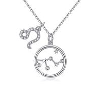 Qings Collar Plata Mujer Zodíaco Leo Cadenas Plata Mujer Collares Colgante Horóscopo, Astrología Fiesta