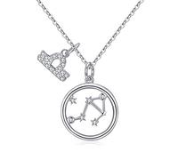 Qings Collar Plata Mujer Zodíaco Libra BFF Amigas Amistad Collares Símbolos del Astrología Colgante Horóscopo, Navidad Regalo para Mujer Niña Fiesta