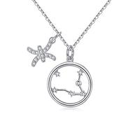 Qings Collar Plata Mujer Zodíaco Piscis Bff Amigas Amistad Collares Símbolos del Astrología Colgante Horóscopo Cumpleaños Regalo para Mujer Niña Fiesta