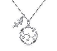 Qings Collar Plata Mujer Zodíaco Sagitario Bff Amigas Amistad Collares Símbolos del Astrología Colgante Horóscopo, Navidad Regalo para Mujer Niña Fiesta