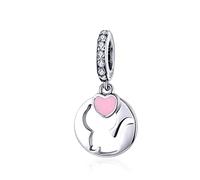 Qings Lindo Gato Colgante de Plata de Ley 925 para Pequeños Animales Adecuado para Pulseras y Collares Regalo de cumpleaños para mujeres niñas