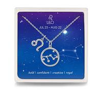 Qings Mujer Collares Serie de Leo Constelación Elegante Colgante Plata de Ley 925 Horóscopo Círculo Collar