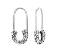 Qings Pendientes de Alfiler de Seguridad en Plata de Ley 925 Pendientes de Aro Geométricos Clip De Papel Regalo de Joyería para Mujer