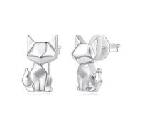 Qings Pendientes de tuerca con diseño de animales de origami, lindos perros, gatos, elefantes, geométricos, cachorros, gatitos, minimalistas, Cobre, Sin piedra preciosa