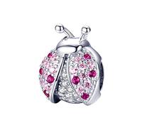 Qings Pequeños Abalorios de Mariquita, Colgante Pequeño de Insectos en Plata de Ley, Apto para Pulseras y Collares para Mujeres y Niñas