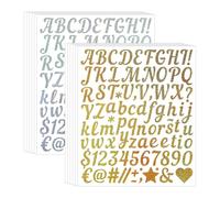 QingWing 12 Hojas Doradas y Plateadas Letras Adhesivas, Letter Stickers Impermeables Y Resistentes Al Desgaste, Se Despega Sin Dejar Marcas De Pegamento, Diy DecoracióN Para El Hogar Regalos