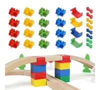 QingWing 28 Piezas Conectores de Vias Tren Madera, Plástico vía de Tren de Madera Piezas de Conector, Universal para Niños de 3 a 14 Años Adaptador Via Juego de Conectores Universales