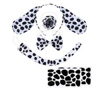 QingWing 6 Piezas Disfraz Dálmata Set, Accessori per Costume da Cane Dalmata para Niño Adulto, Animales Accesorios Fantasía para Niños, con Diadema, Pajarita, Cola, Papel Autoadhesivo, para Halloween