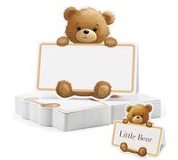 QingWing 80 Piezas Tarjetas De Lugar con Forma De Osito De Peluche, 8.5 x 8.4 cm Tarjetas De Luga, No es Fácil de Doblar Tarjeta de Asiento, Disposición de Asientos Adecuada para Bodas y Baby Showers