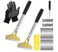 QingWing Industry Rasquetas Set 30cm Rascavidrios con 20 Piezas Cuchillas | Larga Raspador con Destornillador y un par de Guantes, Rasqueta Cocina, para Espejos, Azulejos Limpieza