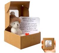 QingWing Mini Oso de Preocupación, 8.5 cm Osos de Bolsillo con Tarjeta Inspiradora, Oso Pequeño en Caja, Adecuado para Niños, Madres, Regalos de San Valentín y Navidad, Blanco
