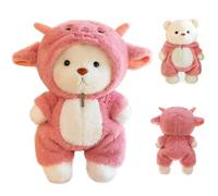 QingWing Orso Peluche, 30 cm Orsacchiotto di Peluche con Rosa Costume da Agnellino, Orsacchiotto Morbido e Carino, Giocattoli Decorativi per la Camera Letto, per Natale, San Valentino, Compleanni