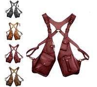 QingxingFa Arnés Antirrobo, Cartera con Arnés Antirrobo, Arnés De Cuero para Hombre, Bolso De Hombro Estilo Steampunk Vintage (Rosso)