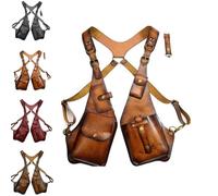 QingxingFa Arnés Antirrobo, Cartera con Arnés Antirrobo, Arnés De Cuero para Hombre, Bolso De Hombro Estilo Steampunk Vintage (Marrone Chiaro)