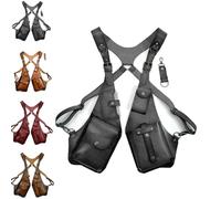 QingxingFa Arnés Antirrobo, Cartera con Arnés Antirrobo, Arnés De Cuero para Hombre, Bolso De Hombro Estilo Steampunk Vintage (Nero)