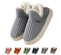 QingxingFa Pluffi Cozy Stylish Slipper, pantuflas cálidas con forro de felpa para mujeres y hombres, Winter Fuzzy Warm Thick-Soled (Gray,6-7 Women/5-6 Men)