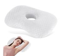 QINGZY Almohada para Dormir de Lado, con Agujero 10cm, 44x32x8cm, Mayor Altura de Relleno, Piercing Donut Cojín, Almohada Ergonómica para Aliviar Dolor Oído