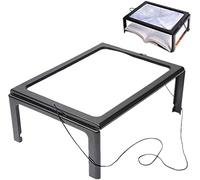 Qinhaixi Ampliación para ampliación para trabajo artesanal cristal 3X sin mano 3X con 4 luces LED Soporte Plegable A4 Cristal de aumento manos libres 240 x 160 m