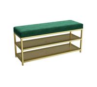 Qinhaixi Banco de Almacenamiento de Calzado Industrial con Asiento Acolchado para Entrada, salón de Barro - Pequeño náufrago con Almacenamiento, 2 Niveles (Verde, 80x45 cm)