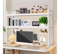 Qinhaixi Estantería de Escritorio para Escritorio de computadora - estantería de Escritorio de 2 Niveles para Escritorio de computadora, estantería de estantería de Escritorio Ajustable estantería