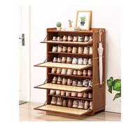 Qinhaixi Gabinete Moderno de Zapatos de bambú con Puertas Chistes, diseño de 3 Lados, Organizador de náufrago Independiente para Entrada, Pasillo, Almacenamiento de Dormitorio u2013 80x33x115cm