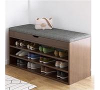 Qinhaixi Gabinete Moderno de Zapatos de Nogal con cajones y una Gran Capacidad de Entrada: Estante de Zapatos de 3 Niveles y taburetes de Almacenamiento para Cambiar los Zapatos