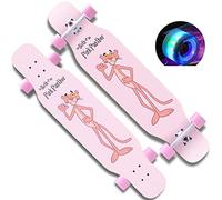 Qinhaixi Skateboard para Principiantes 43''Doble Kick Standard y Tricks Deck con 7 Capas Maple Pro Complete Longboard con Ruedas Intermitentes para Adolescentes y niños (Color: B)
