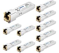 QINIYEK 1.25G SFP-T, 1000BASE-T RJ45 SFP de Cobre para Cisco GLC-T/SFP-GE-T, Ubiquiti UF-RJ45-1G, Netgear, Supermicro, hasta 100 m (Paquete de 10)
