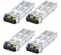 QINIYEK 4 Pares de módulo BIDI SFP de 1,25 G, transceptor WDM 1000Base-BIDI, Tx1310/Rx1550nm para Cisco GLC-BX-20U, Cisco GLC-BX-20D, Ubiquiti, Mikrotik, D-Link, Supermicro, Netgear (SMF, 20 km),DDM