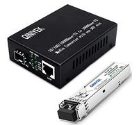 QINIYEK Gigabit Fiber Ethernet Media Converter, 10/100/1000Base-Tx a 1000Base-SX Ranura SFP Abierta con módulos Gigabit, Fibra LC Dual multimodo, hasta 550M