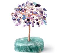 QINJIEJIE Árbol de cristal de fluorita curación Cristales piedras preciosas árbol piedra natural Base alambre de cobre vida árbol dinero árbol energía escritorio decoración regalos espirituales