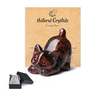 QINJIEJIE Figuras de gato de cristal de obsidiana roja de 2 pulgadas, adornos de animales, decoración de escritorio, estatua de gato rojo de la suerte, temática de gato rojo para mujeres, hombres