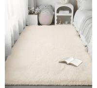 QINLIGAO Alfombra Mullida de Pelo Largo 300 x 350 cm Antideslizante Alfombra Mullida para Dormitorio Habitacion Lavables y para Salón O Dormitorio, Esponjosa de Cama, Color Crema