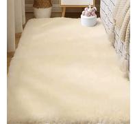 QINLIGAO Alfombras de Habitacion 200 x 200 cm Pelo Largo Calidad Alfombra de Lana Parte Inferior Lavable para Dormitorio Comedor Alfombra de Felpa, Color Crema