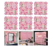 QinmiGarden Fondo de Pared con Flores, 6 Unidades, 42 x 42 cm, Flores Artificiales, Seda 3D, Rosa, decoración de Pared para Bodas, escenarios, Fiestas, Fotos, Fondos, decoración del hogar (6, Rosa)