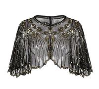 QinMM Chal de Fiesta Capa de Lentejuelas Elegante Bolero Chal de Mujeres de los 1920s para Vestido de Boda Fiesta Cena