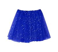 QinMM Falda Corta de Plisada de Mujer Falda de Baile de Estrella de tutú de Adulto (Azul)
