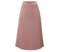 QinMM Falda de Plisado de Elegante Noche Mujer Skirt Cintura elástica Casual Fiesta, Rosado, L