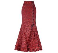 QinMM Mujer Falda de Sirena Retro Estilo Punk Falda Maxi de Cola de Pescado con Volante de Bodycon Largo Vintage