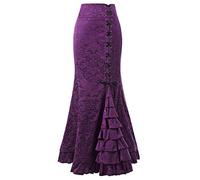 QinMM Mujer Falda de Sirena Retro Estilo Punk Falda Maxi de Cola de Pescado con Volante de Bodycon Largo Vintage