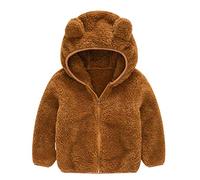 QinMMROPA Bebe Niños Niñas Abrigo de Oreja Abrigo con Capucha y Cremallera Gruesa Chaqueta Disfraz Invierno recién Nacido Polar Abrigo Felpa Bebe marrón2 3-4 Años