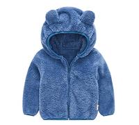 QinMMROPA Bebe Niños Niñas Abrigo de Oreja Abrigo con Capucha y Cremallera Gruesa Chaqueta Disfraz Invierno recién Nacido Polar Abrigo Felpa Bebe Azul 3-4 Años