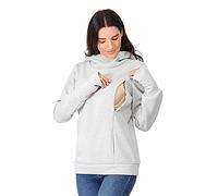 QinMMSPORTS Lactancia Sudadera Manga Larga con Capucha Bolsillo Canguro para Otono Invierno Premamá Sudadera con Capucha Maternidad Mujer (Gris, XXL)