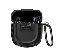 QINOUK Funda para Bose QuietComfort Earbuds II, [Antiarañazos] Funda Protectora de TPU Resistente con Mosquetón, Protección Total, Compatible con Bose QuietComfort Earbuds II-Negro