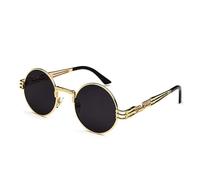 qinqilanqi-S Gafas de sol retro Steampunk redondas de metal, Dorado y gris