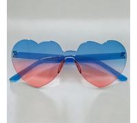 qinqilanqi-S Gafas retro sin montura con forma de corazón, para fiestas, bodas, fiestas en forma de corazón, color azul y rojo
