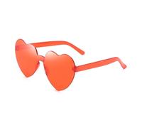 qinqilanqi-S Gafas retro sin montura con forma de corazón para fiestas de boda, rojo coral